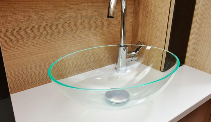This attractive bowl sink is awaiting your ablutions in the washroom