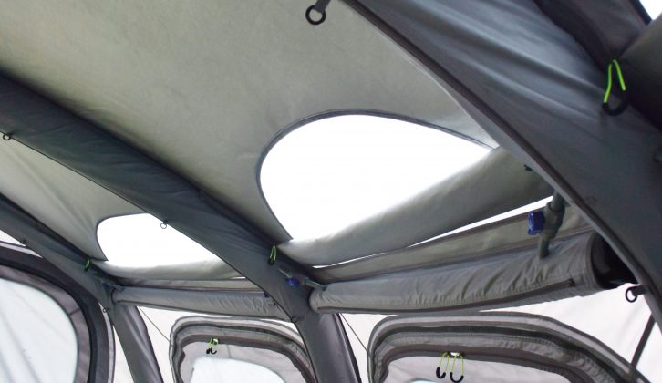 There are zip-up curtains along with a trio of high-level windows in this awning which measures 400cm (w) x 300cm (d)