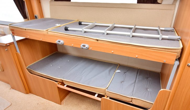 The Swift Conqueror 530’s offside dinette will convert into a pair of handy bunks – ideal for visiting grandchildren