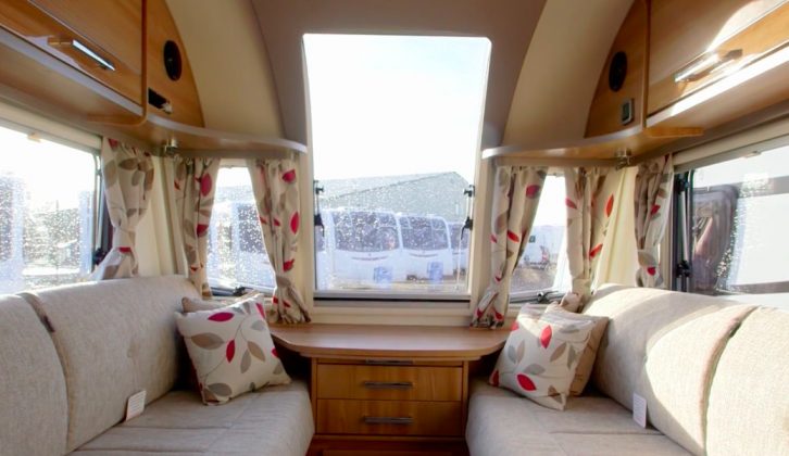 The Genoa is only a two-berth Bailey caravan, but it has a very generous and bright front lounge