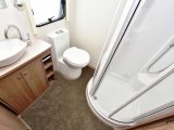 Plenty of floor space means there’s enough room for a circular shower cubicle in the Compass Casita 586's washroom