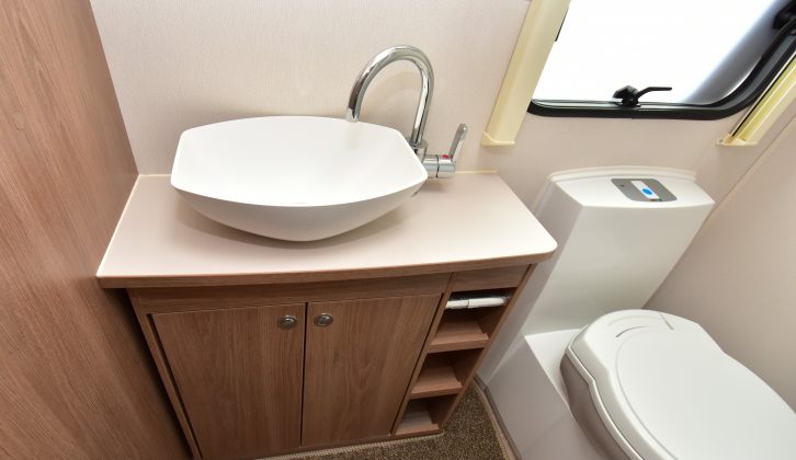 The rear offside corner washroom also has this stylish bowl sink