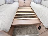 The front double bed measures 1.30m x 2.08m and is easy to make-up