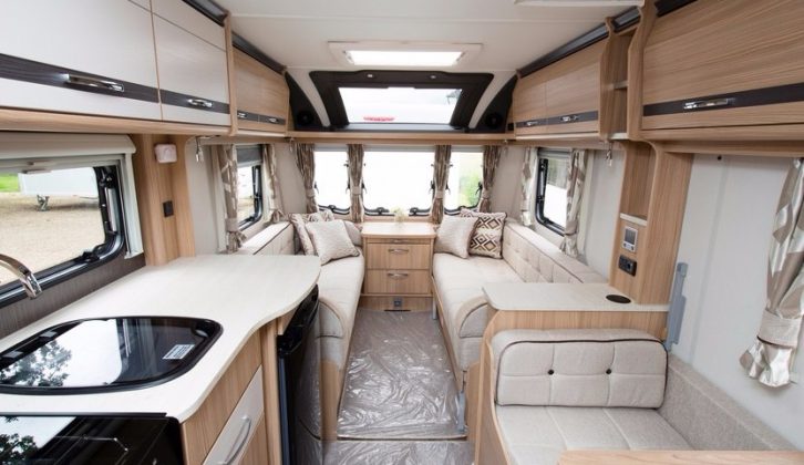 The side dinette and front lounge mean there's a lot of living space in this updated-for-2017 Coachman caravan