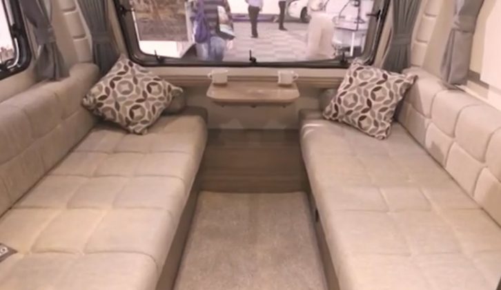 A large, sociable lounge makes up into a great-sized double bed in this Pursuit 400-2 from Bailey Caravans