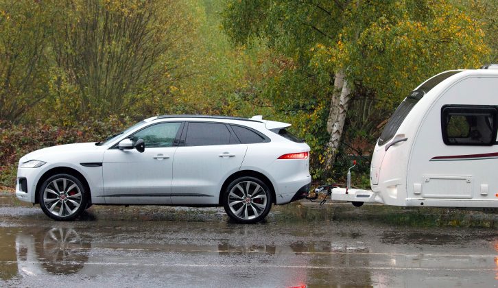 The F-Pace stands 473cm long, has a 2400kg maximum towing limit and a 100kg towball limit