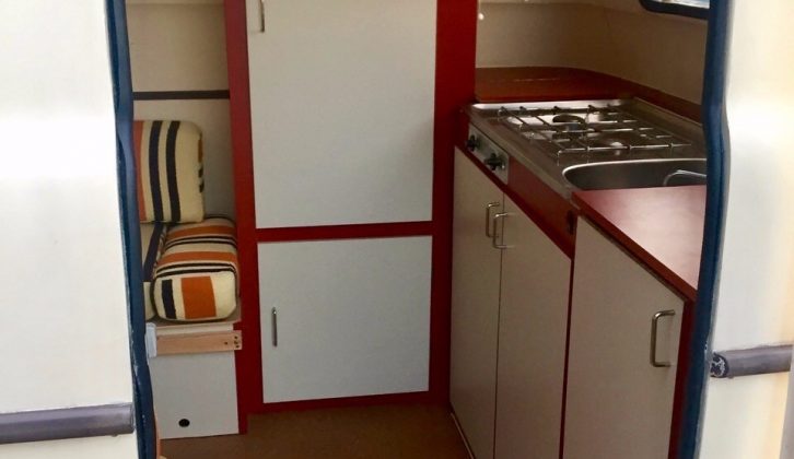 It's a two-berth with a kitchen, a wardrobe and a rear lounge that makes up into a double bed
