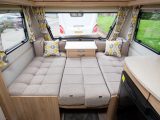 The front make-up double bed measures 1.99m x 1.10m
