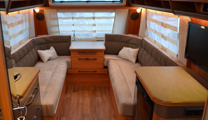 The sunroof lets a lot of light in, while all windows have voile netting and blinds – there are no curtains, despite appearances, as you can read in the full Practical Caravan Hymer Nova GL 470 review