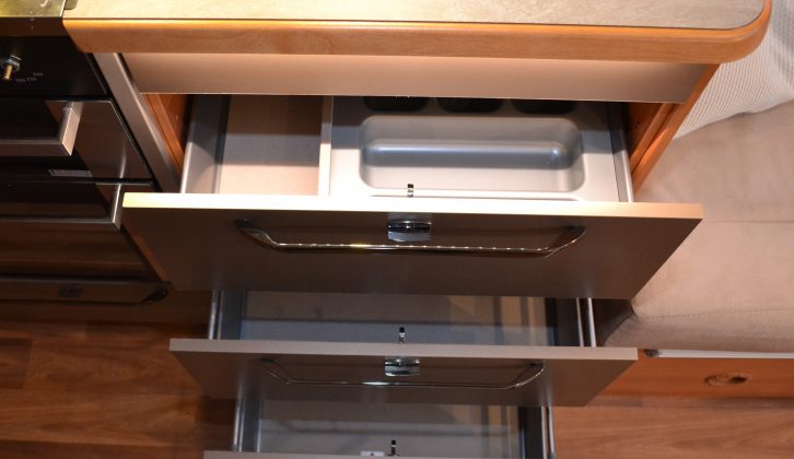 Those smart-looking drawers should accommodate your pots and pans with ease