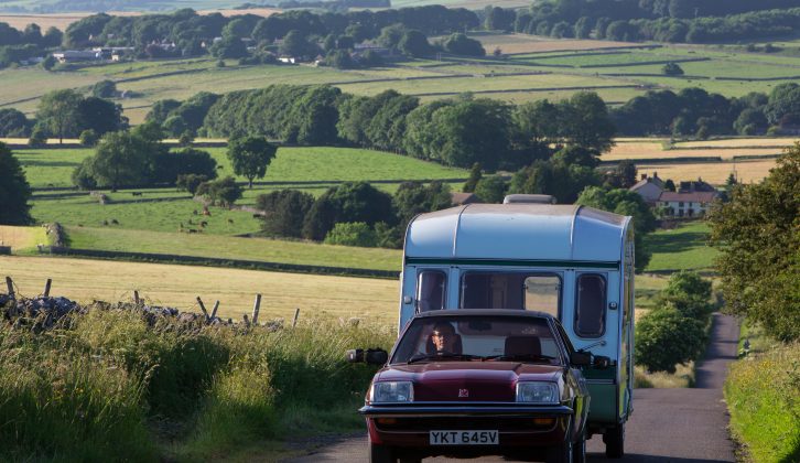 Towing a vintage caravan with a classic tow car was a reminder to our Motty that speed makes a big difference to stability