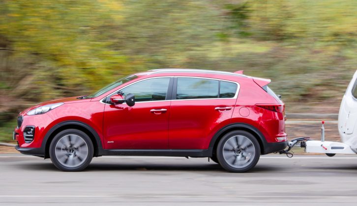 The 448cm-long Kia Sportage felt very secure towing at 60mph