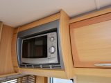 The Abbey's microwave is a quality unit and has a dedicated housing – it looks neater than that in the Bailey caravan