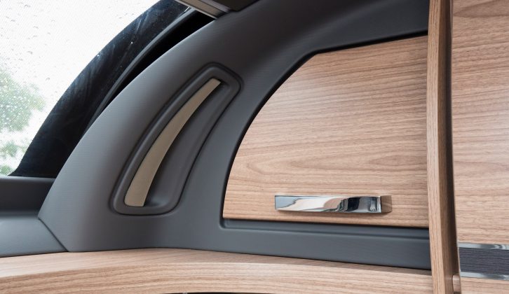 Corner cupboard units help make the best use of the space – read more in the Practical Caravan Coachman VIP 565 review