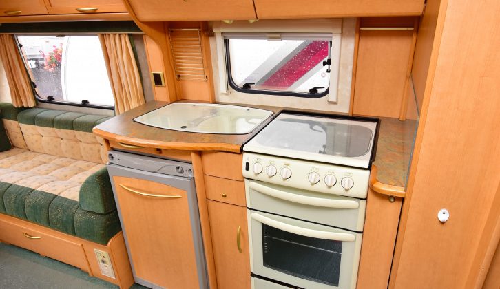 The Abbey's kitchen unit has glass worktops and the gas hob has four burners – this one looks as if it’s hardly been used