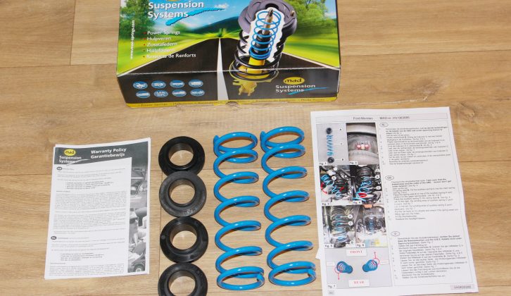 Here's the auxiliary spring kit as delivered – be sure to take all the relevant measurements before starting the work