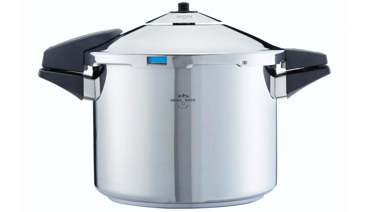 Costing over £200, this techy Kuhn Rikon Duromatic Comfort with side grips was the most expensive pressure cooker we tested
