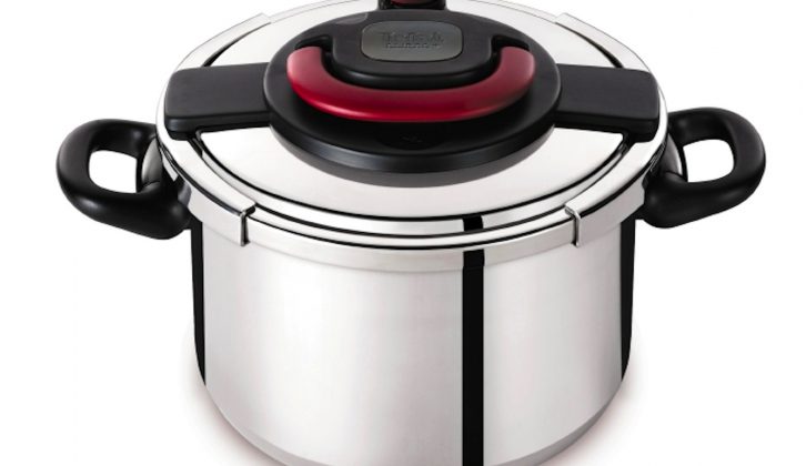This premium pressure cooker from Tefal has a 6.0-litre capacity and includes a steamer basket