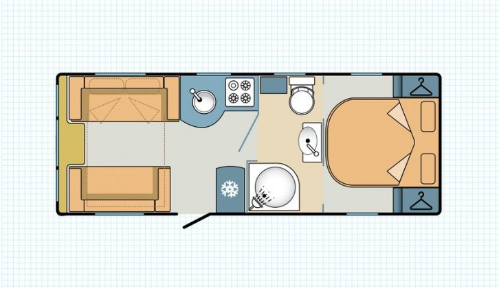 The total internal length of the four-berth Cabrera is 5.83m – its twin-axle Pamplona sibling gives more living space, at a price