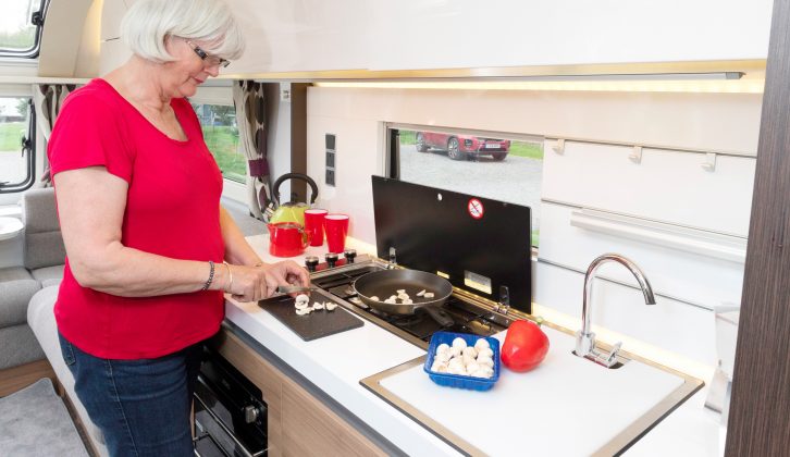 Our Claudia road tests the Adria Alpina 613UL Colorado's kitchen in this month's live-in test