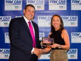 Natasha Waddington attended the ceremony to collect Hyundai's accolade – the i30 is our Best Ultralight Tow Car for 2017