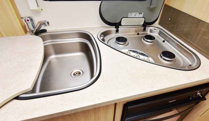 There is a good amount of worktop in this Venus 380/2's kitchen, as well as a tidy hob and oven/grill