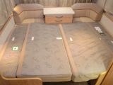 The front double bed (2.00m x 1.43m) is easy to make up – or use the sofas as 1.80m x 0.70m single beds