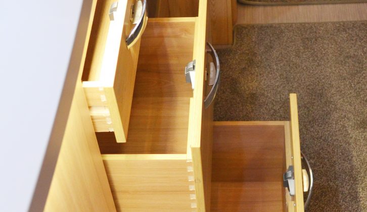 Yes, that really is dovetail jointing you can see on the kitchen drawers of this Elddis Crusader Zephyr