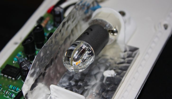 If there is a halogen bulb in the new light unit, consider replacing with an LED bulb