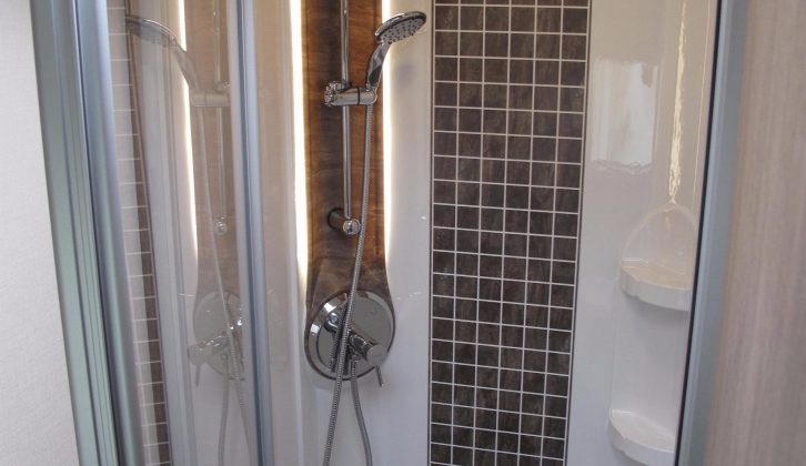 You also get this rather smart shower in the Alaria, the range-topping collection from Lunar Caravans