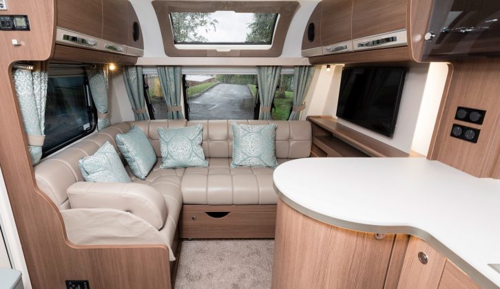 The 2018 Buccaneer Barracuda's USP is this L-shaped front lounge