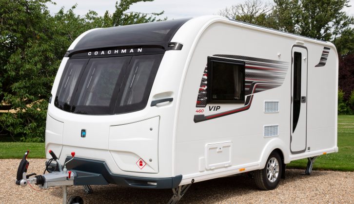 Here's the 2018-season Coachman VIP 460 which is a two-berth