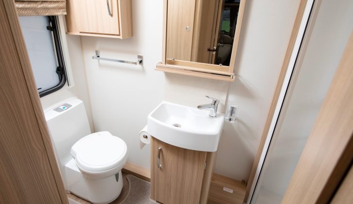 The end washroom in this 2017-season Coachman caravan is genuinely luxurious in size