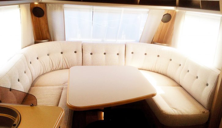 The 6.12m-long Hymer Nova GL 545 has this fantastic, U-shaped lounge