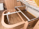 There's plenty of storage space under the 575's island bed – and this cavity can be accessed from outside