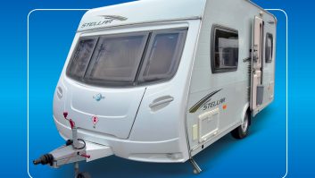 In the Lunar Caravans family, Stellar is a standalone model – check round the front windows, alarm and door for water ingress