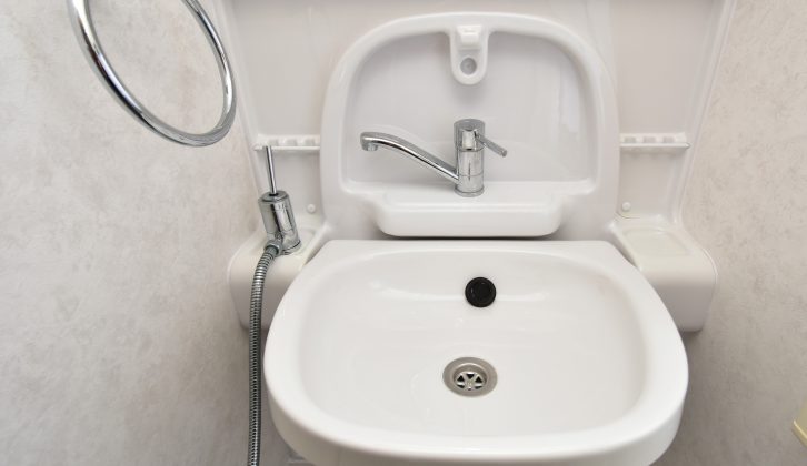 The hand basin folds down when needed – you should inspect for any damp in the rear, but it’s not common