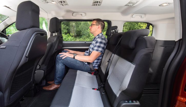 Each of the two rear benches in the Citroën SpaceTourer has three ISOFIX child seat points, and there’s more head- and legroom than most MPVs