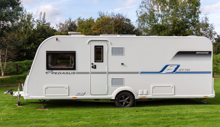 The 2018 Bailey Pegasus GT70 Brindisi is a 7.37m-long, single-axle tourer