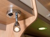 There's a spotlight in each corner of the lounge in this Brindisi from the Pegasus GT70 range of Bailey caravans
