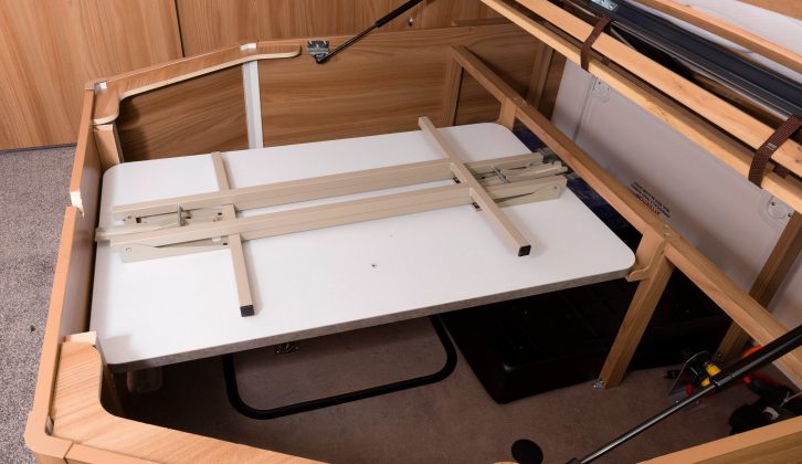 The beauty of a fixed bed is the storage space beneath – but we found it fiddly to stow the table, as it sits in a specific place