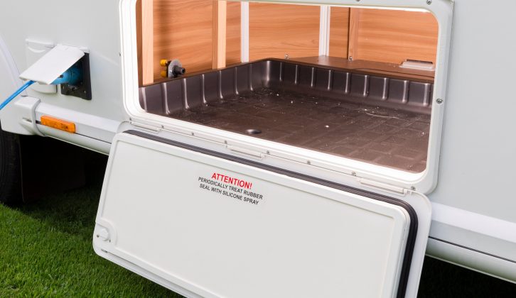 Wet-locker-style floors make the externally accessed storage areas better-equipped for taking outdoors equipment