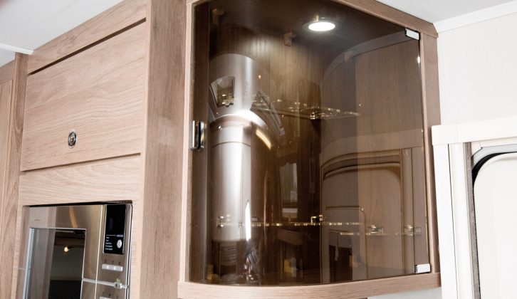 A drinks cabinet is an essential touch in a £27,000 caravan
