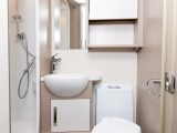 Light tones work well in the Swift Eccles 590’s washroom, while the shower tray has been improved for 2018