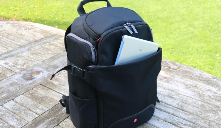 Tablet computers slide neatly into this front compartment – it is much more than just a camera bag