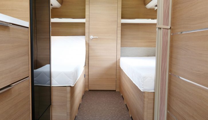 The popular twin-fixed-single-bed layout features in this updated-for-2018 Adria caravan