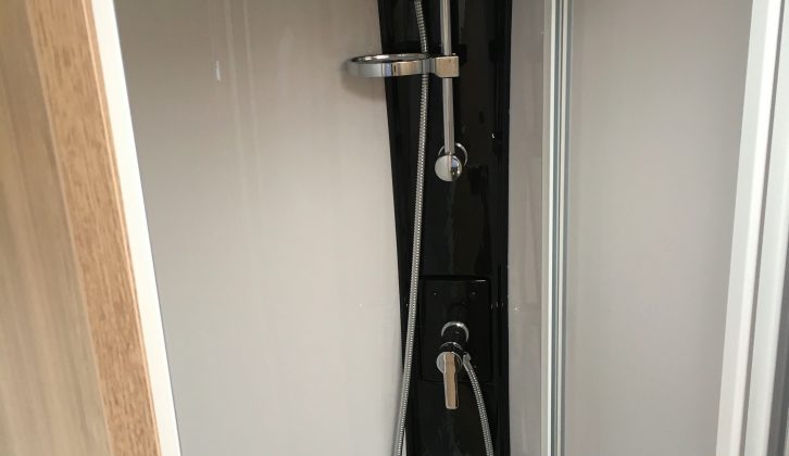 Across the aisle you'll find the shower – however the wheel arch gets in the way a little and there's no rooflight