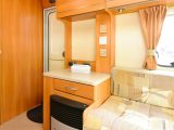The light tones mean this used caravan manages to feel bright and light inside