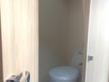 The cassette toilet is located in the nearside rear corner