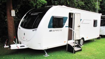 This new Swift Sprite Quattro EB has a curvaceous front section, while its elegant exterior features classy, understated decals